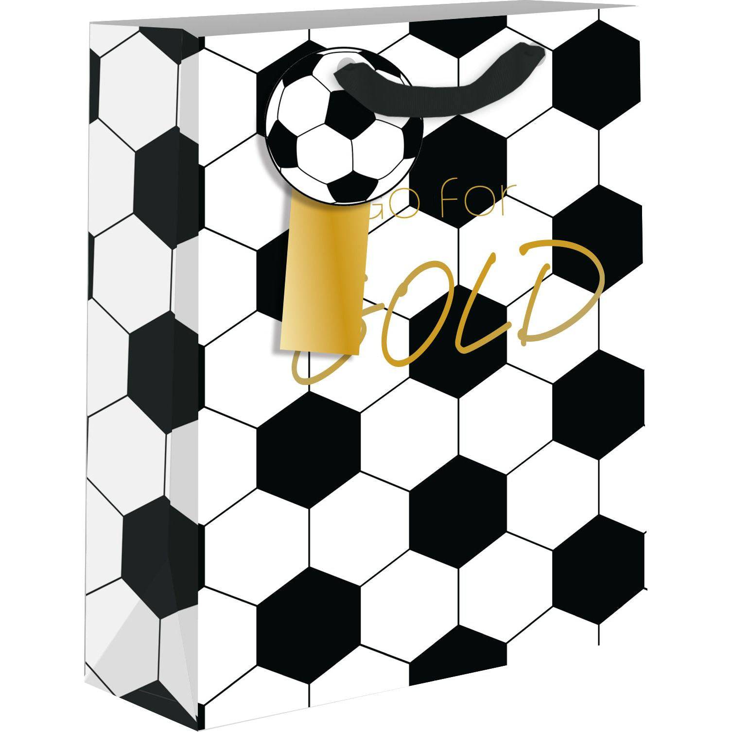 Medium Pictura soccer gift bags with soccer ball design, perfect for sports-themed gift packaging and celebrations.